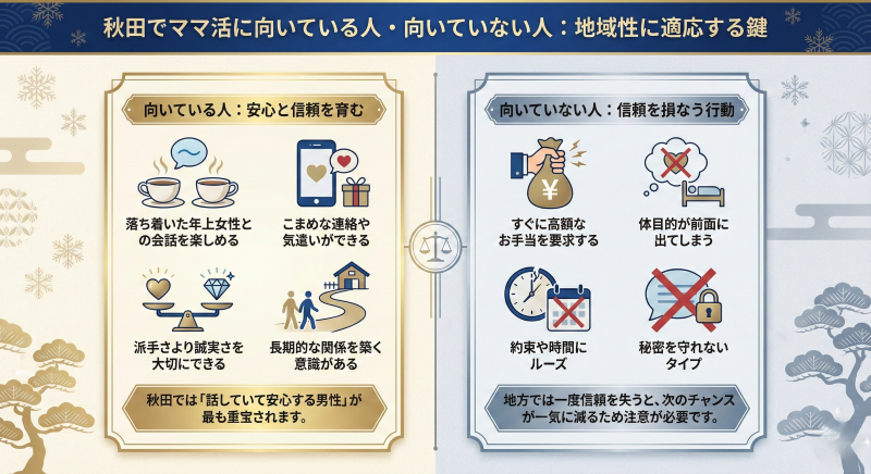 秋田でのママ活向き不向き