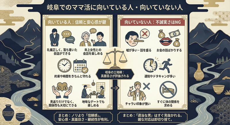 岐阜ママ活の向き不向き