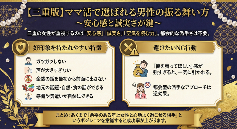 三重のママ活で選ばれる男性