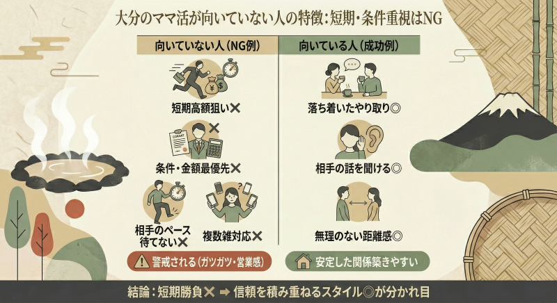 大分ママ活に向いている人向いていない人
