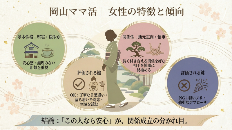 岡山でママ活する女性の特徴