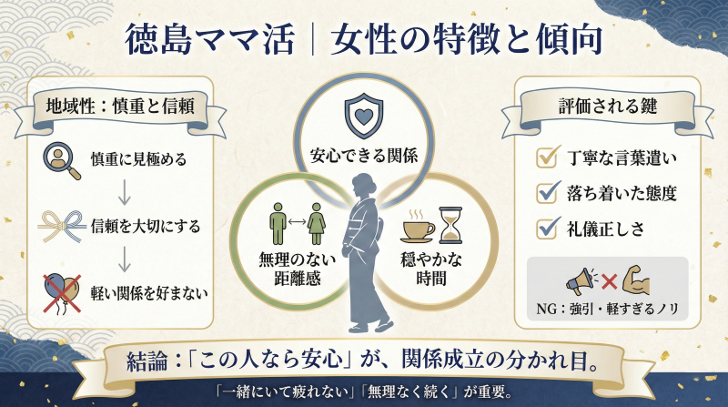 徳島でママ活する女性の特徴