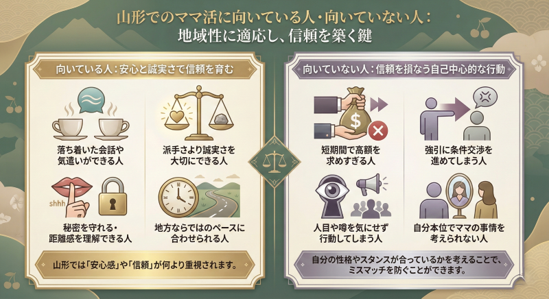山形でのママ活に向いている人・いない人