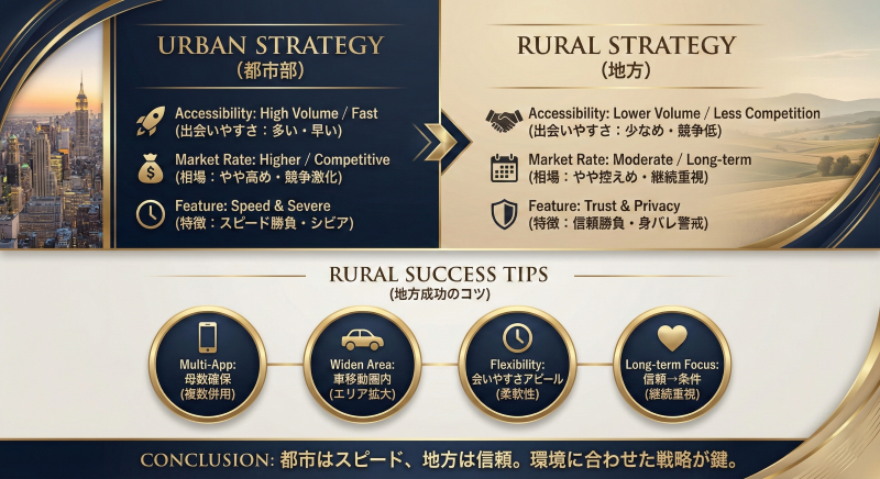 ママ活での都市と地方の違い