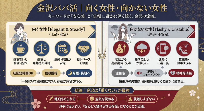 金沢でパパ活する女性の特徴