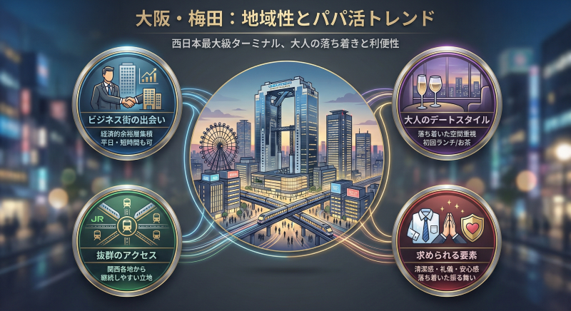 大阪・梅田の地域性とパパ活傾向