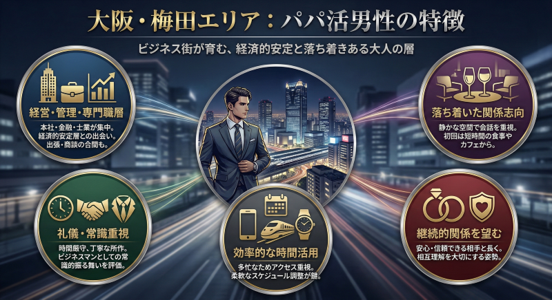 大阪梅田でパパ活する男性の特徴